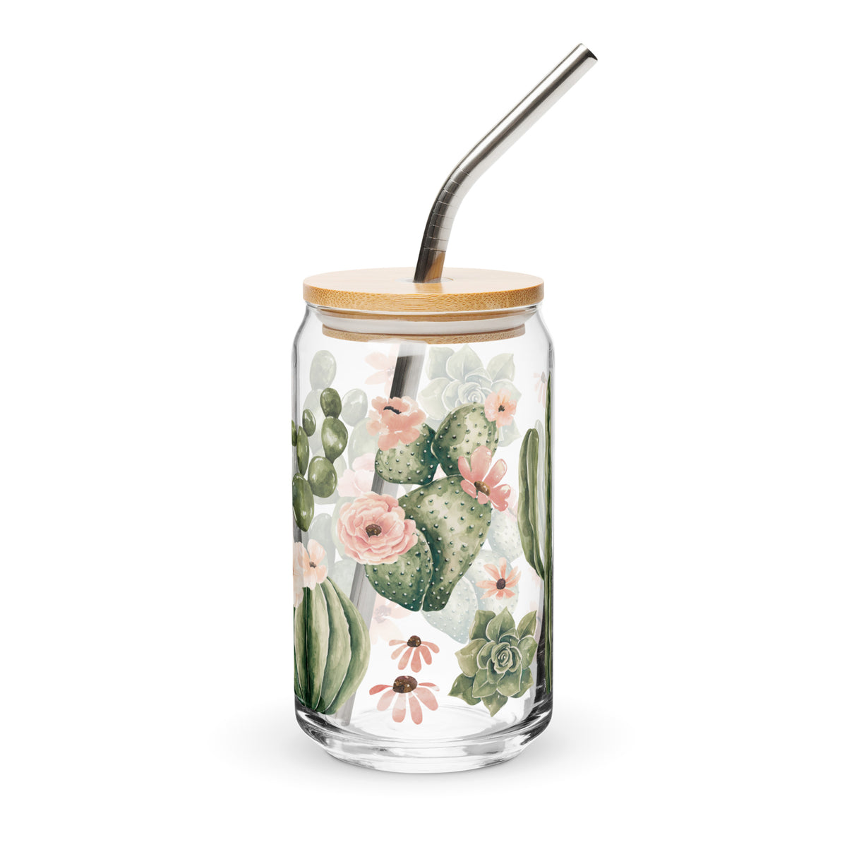 Wanderlust Cactus Floral Glass Tumbler