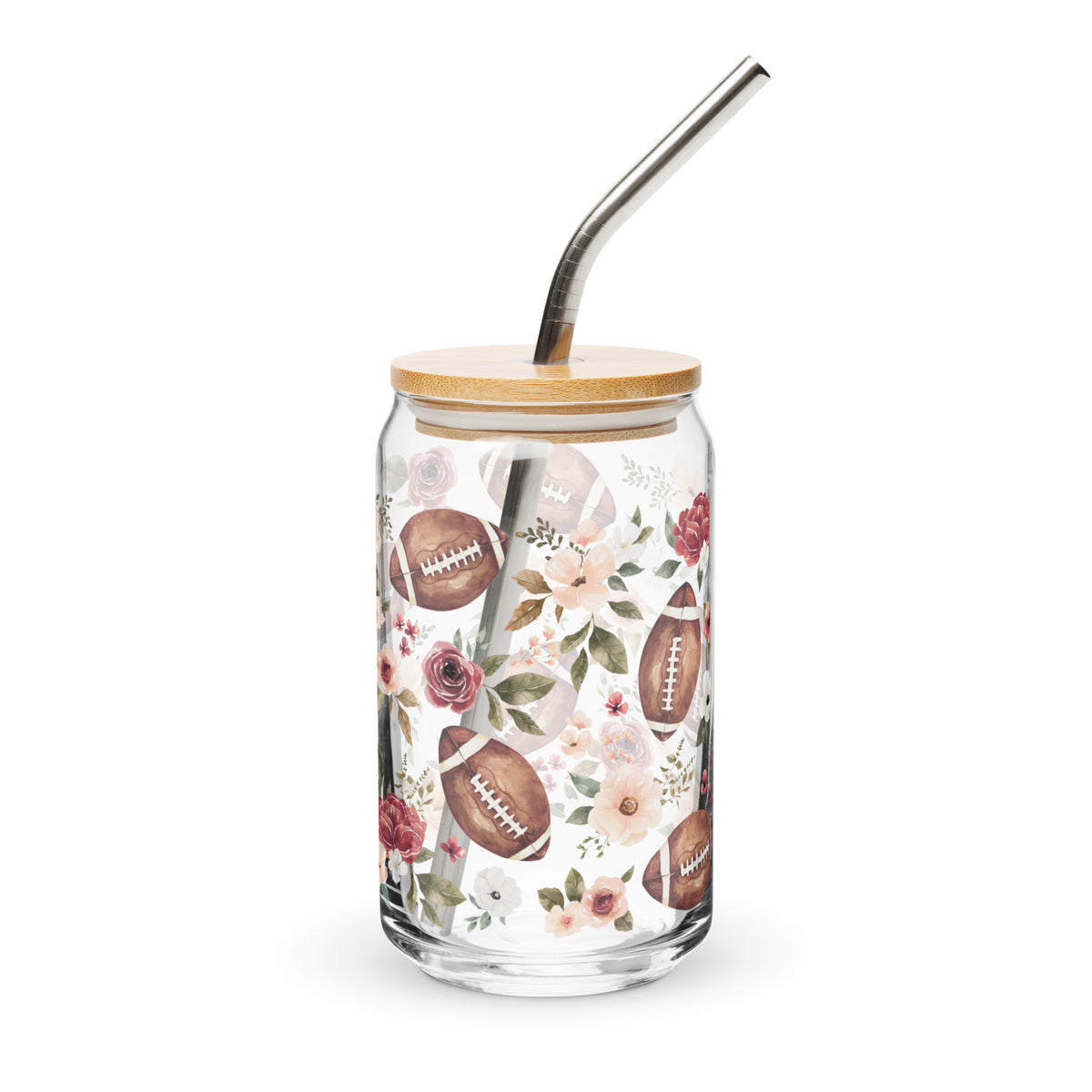 Felicity Football Floral Glass Tumbler