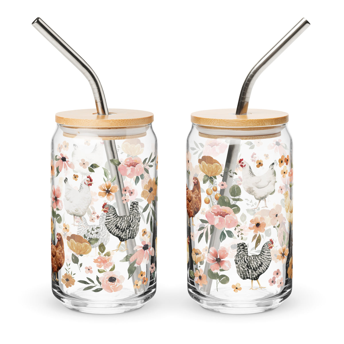 a couple of glass jars with straws in them