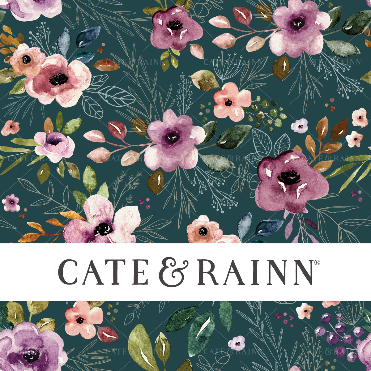 Boho Floral on Teal Seamless Pattern | Autumn Amethyst Collection