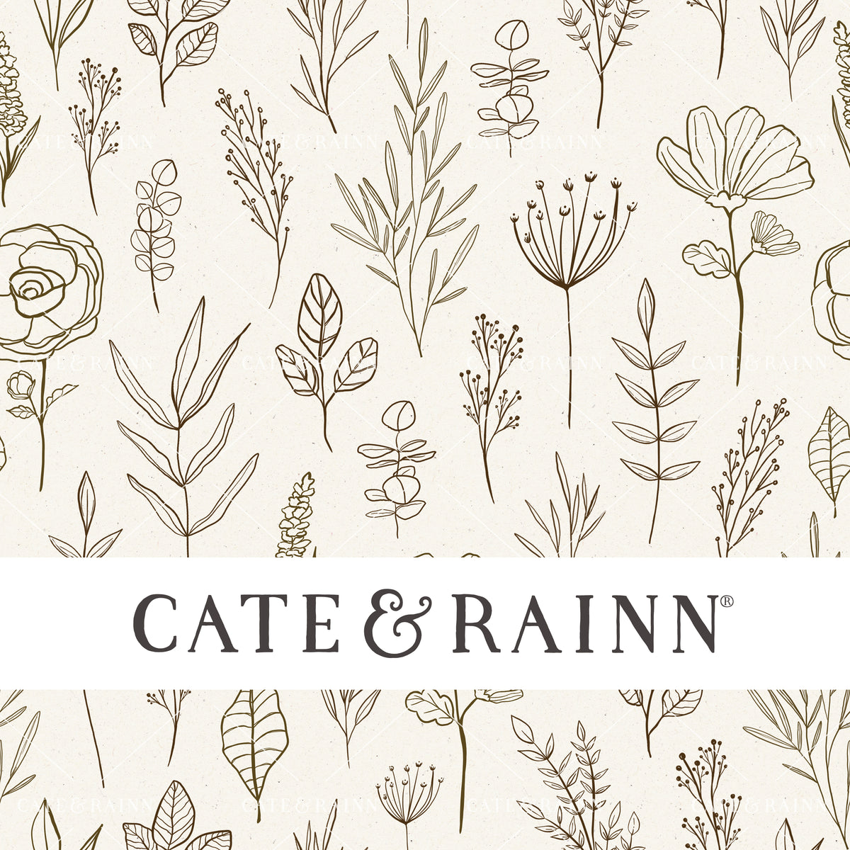 Boho Hand-Drawn Textured Sprigs Seamless Pattern | Autumn Amethyst Collection