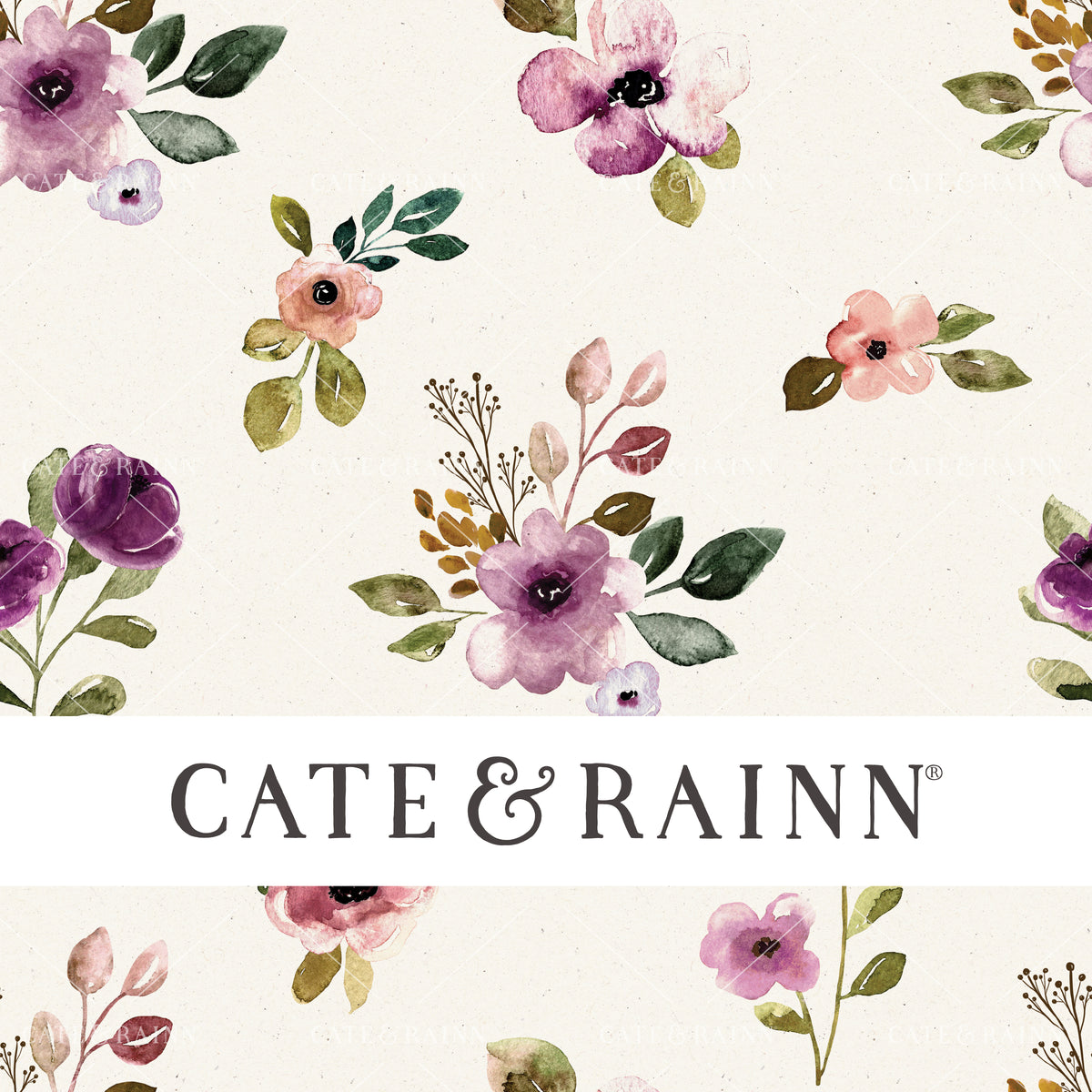 Watercolor Flowers on Cream Seamless Pattern | Autumn Amethyst Collection