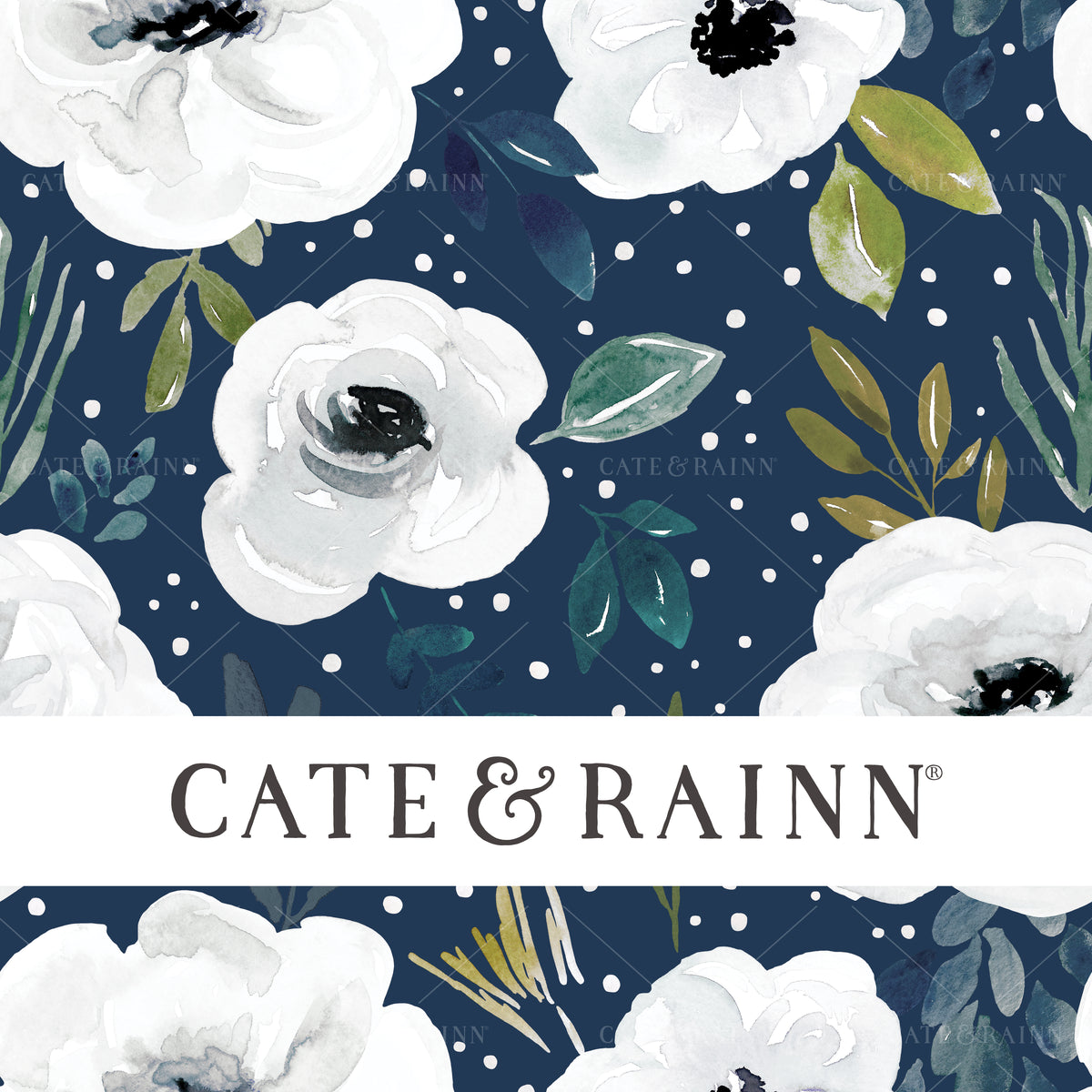 White and Blue Watercolor Floral Seamless Design