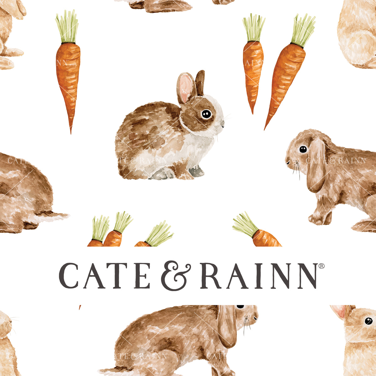 Bunnies and Carrots Seamless Pattern | Bunny Burrow Collection