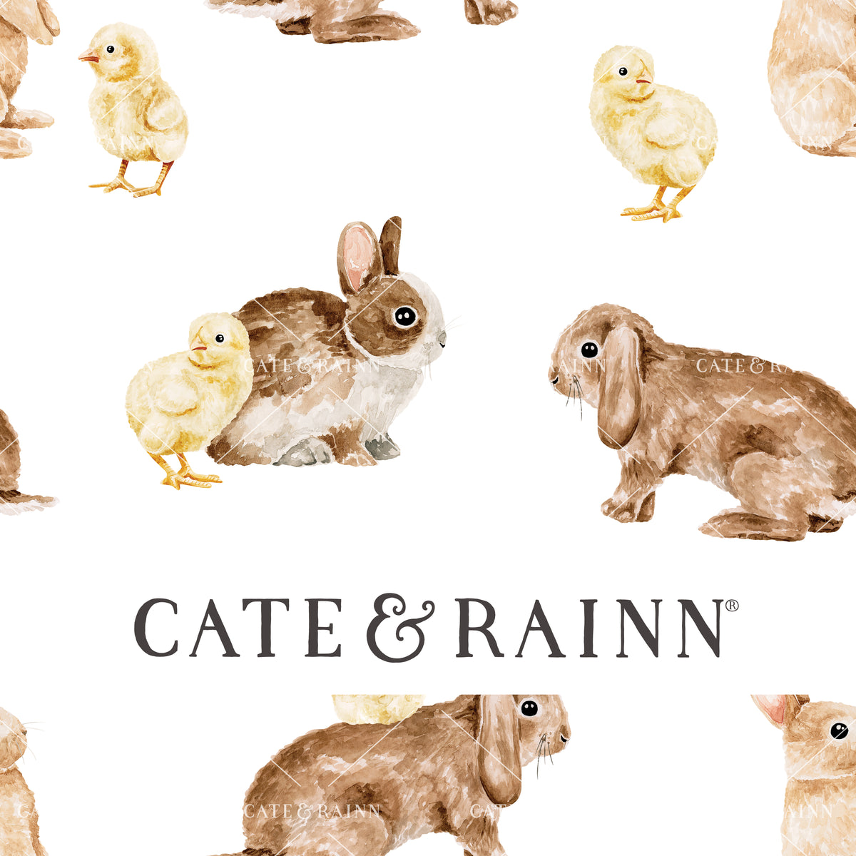 Easter Bunnies and Baby Chicks Seamless Design