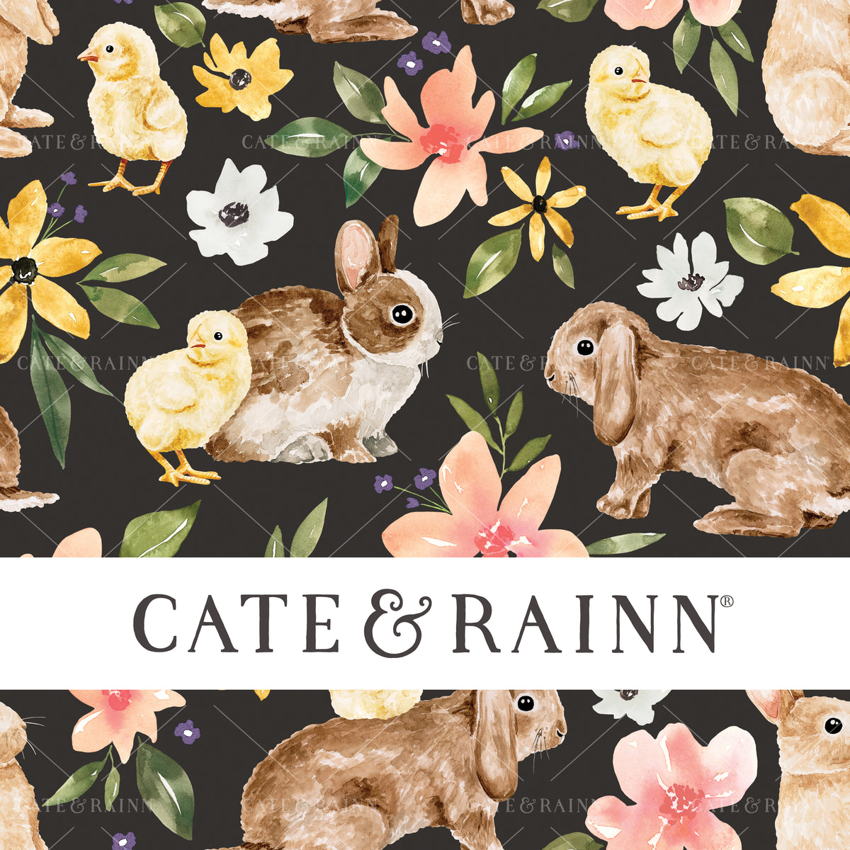 Easter Bunny Floral with Baby Chicks Design