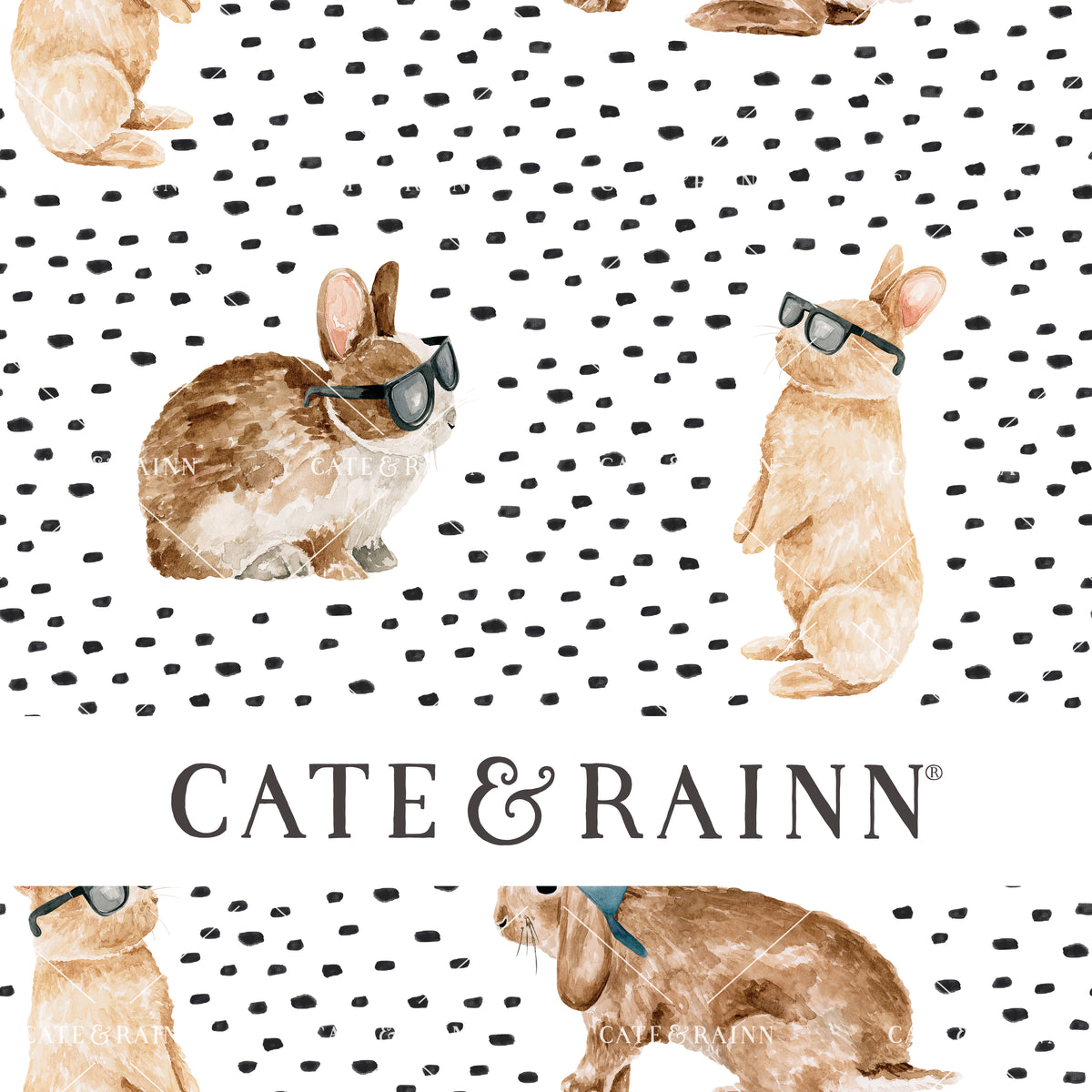 Hipster Bunnies, Cool Easter Bunnies with Sunglasses Seamless Design