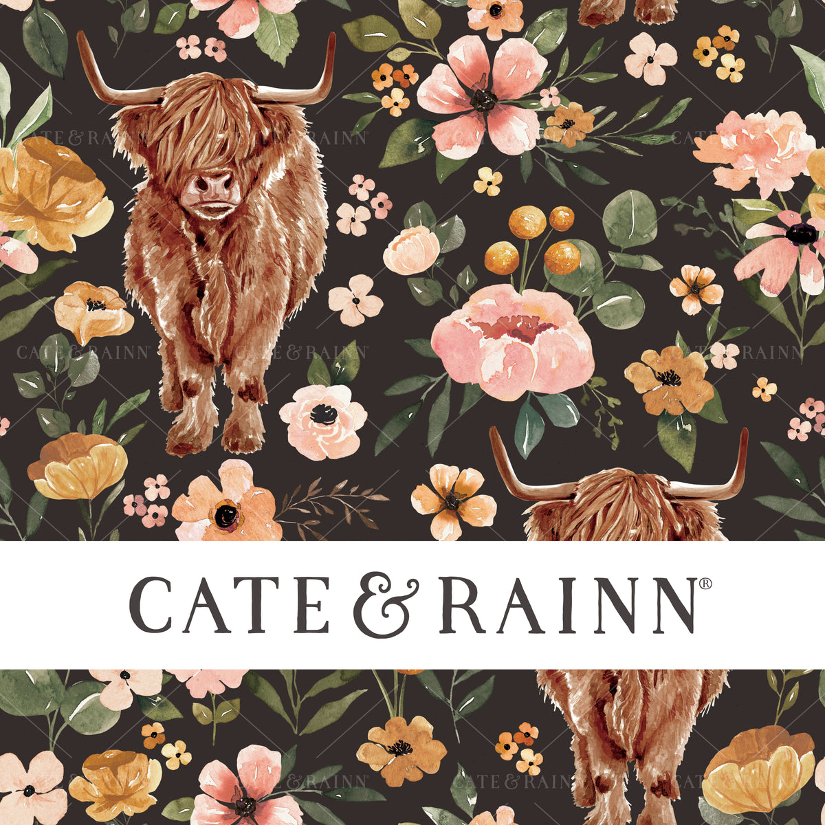 Highland Cow Vintage Floral