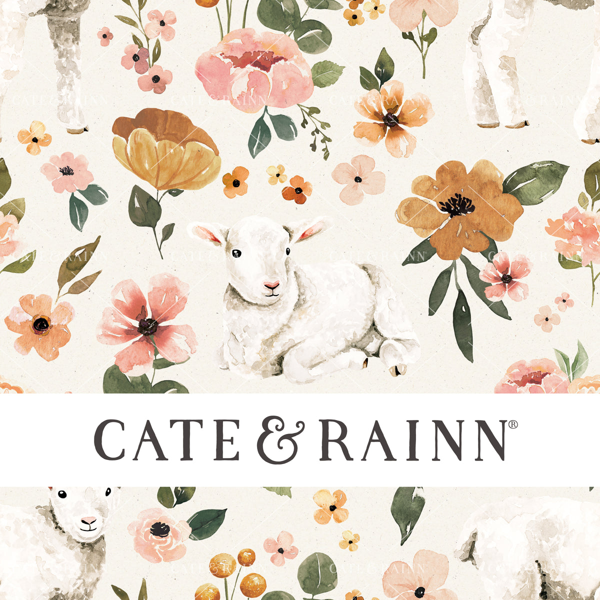 Little lamb vintage floral Seamless Design