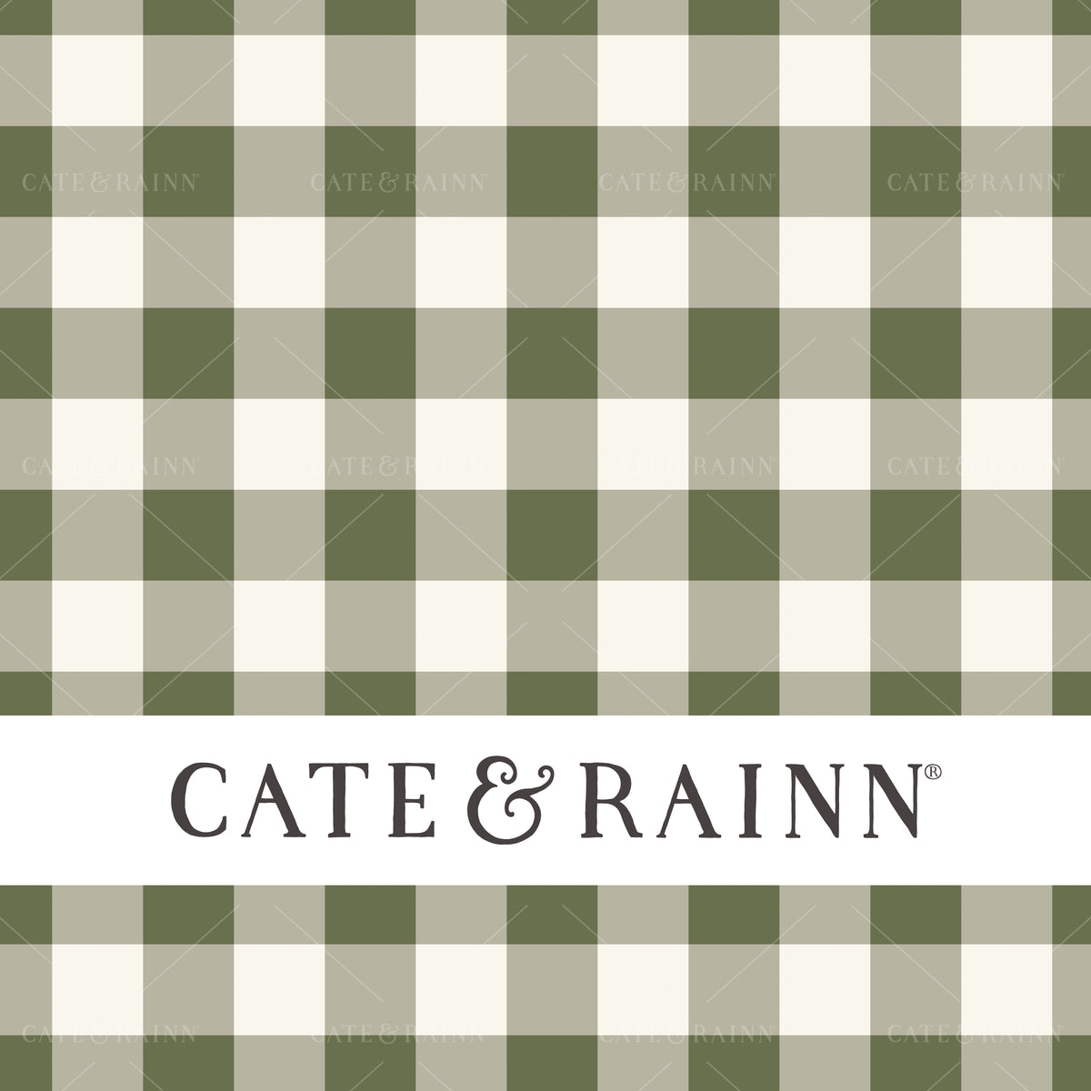 Green and Cream Vintage Gingham Seamless Design