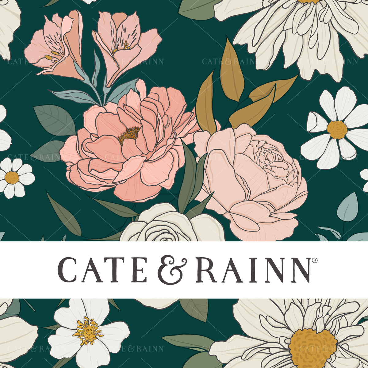 Emerald Green Floral Seamless Pattern | Claire Jewel Tone Collection