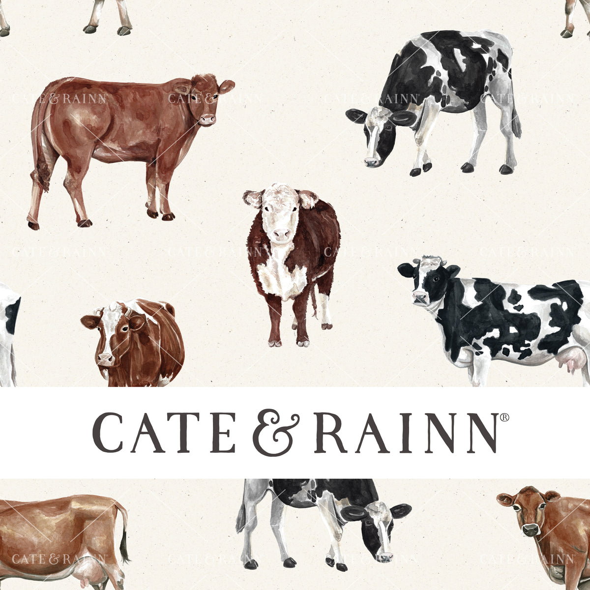 Watercolor cow Seamless Pattern on Cream
