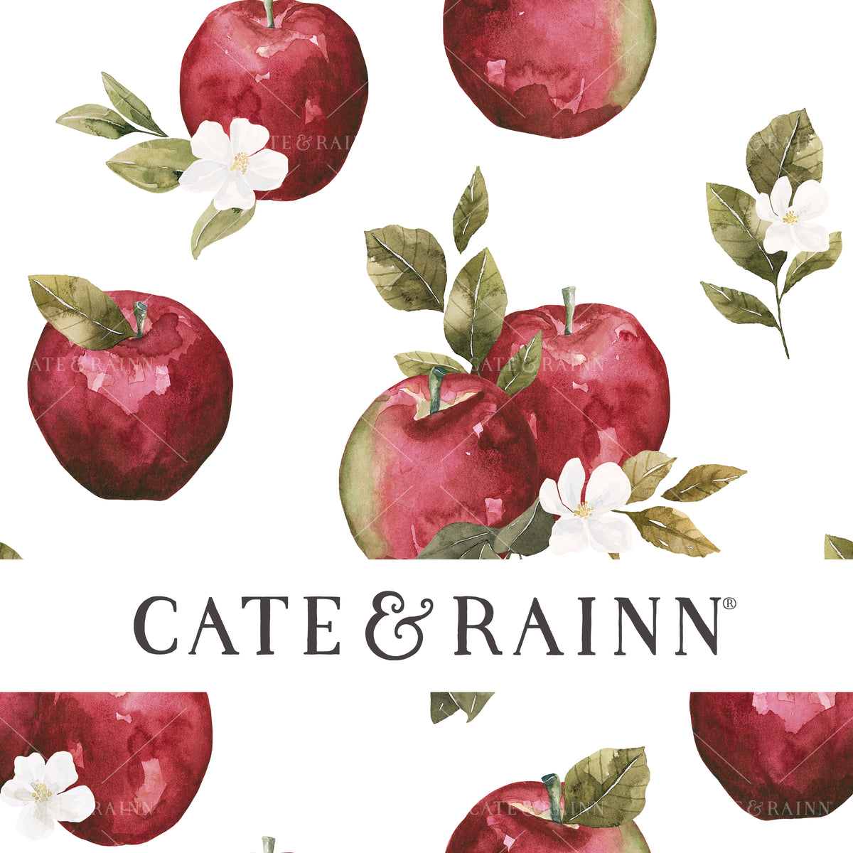 Apple Blossom on White Seamless Pattern | Felicity Collection