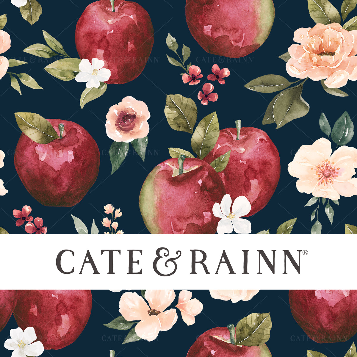 Watercolor Apple Seamless Pattern