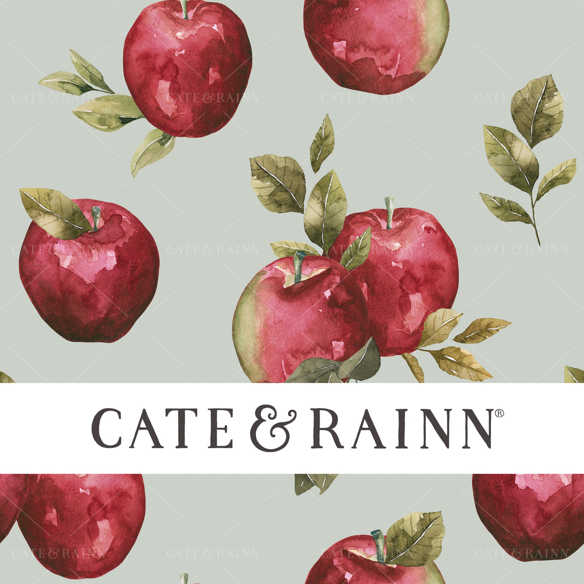 Watercolor Apples on Blue Seamless Pattern | Felicity Collection