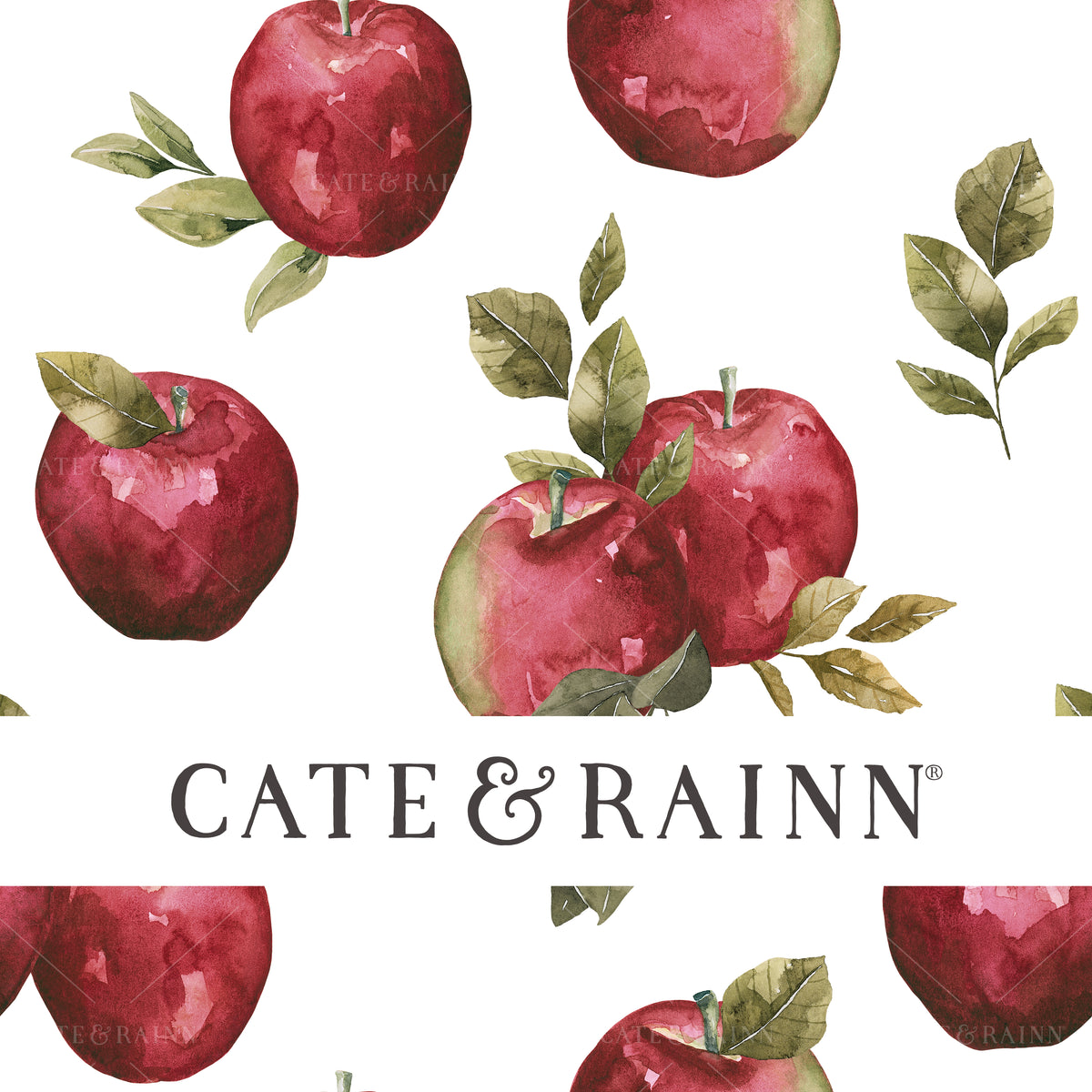 Watercolor Apples and Greenery Design