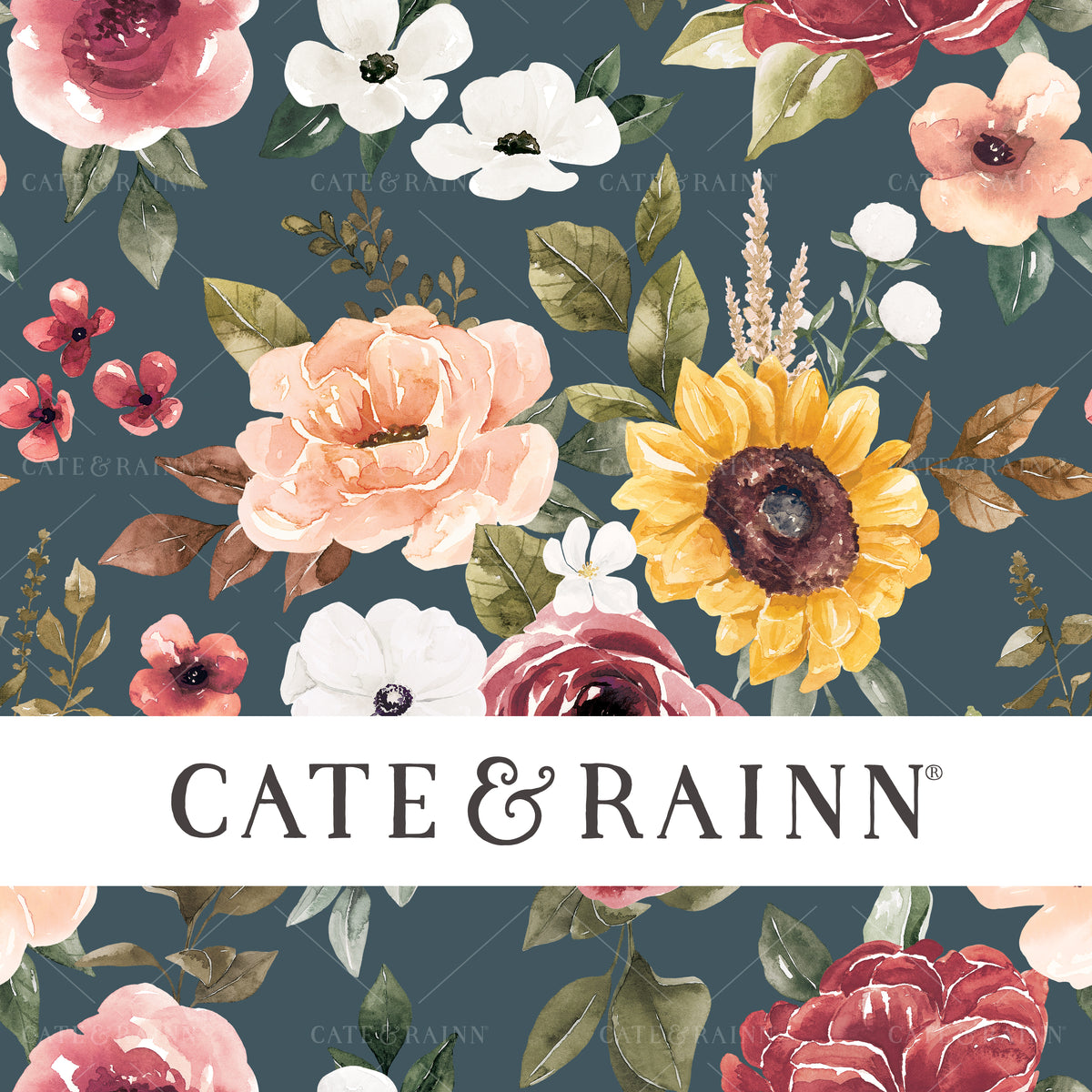 Autumn Floral Bouquet on Night Blue Seamless Pattern | Felicity Collection