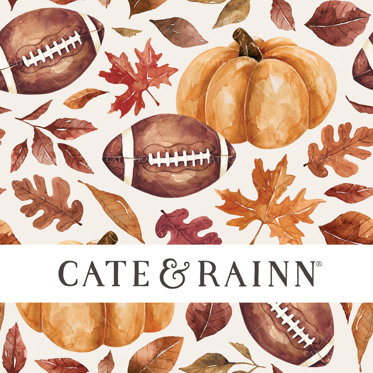 Football Pumpkins and Fall Leaves Design 