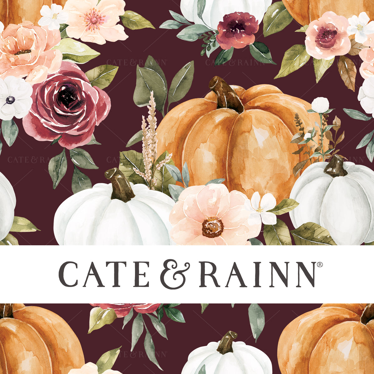 Fall Pumpkins Design, Watercolor Floral