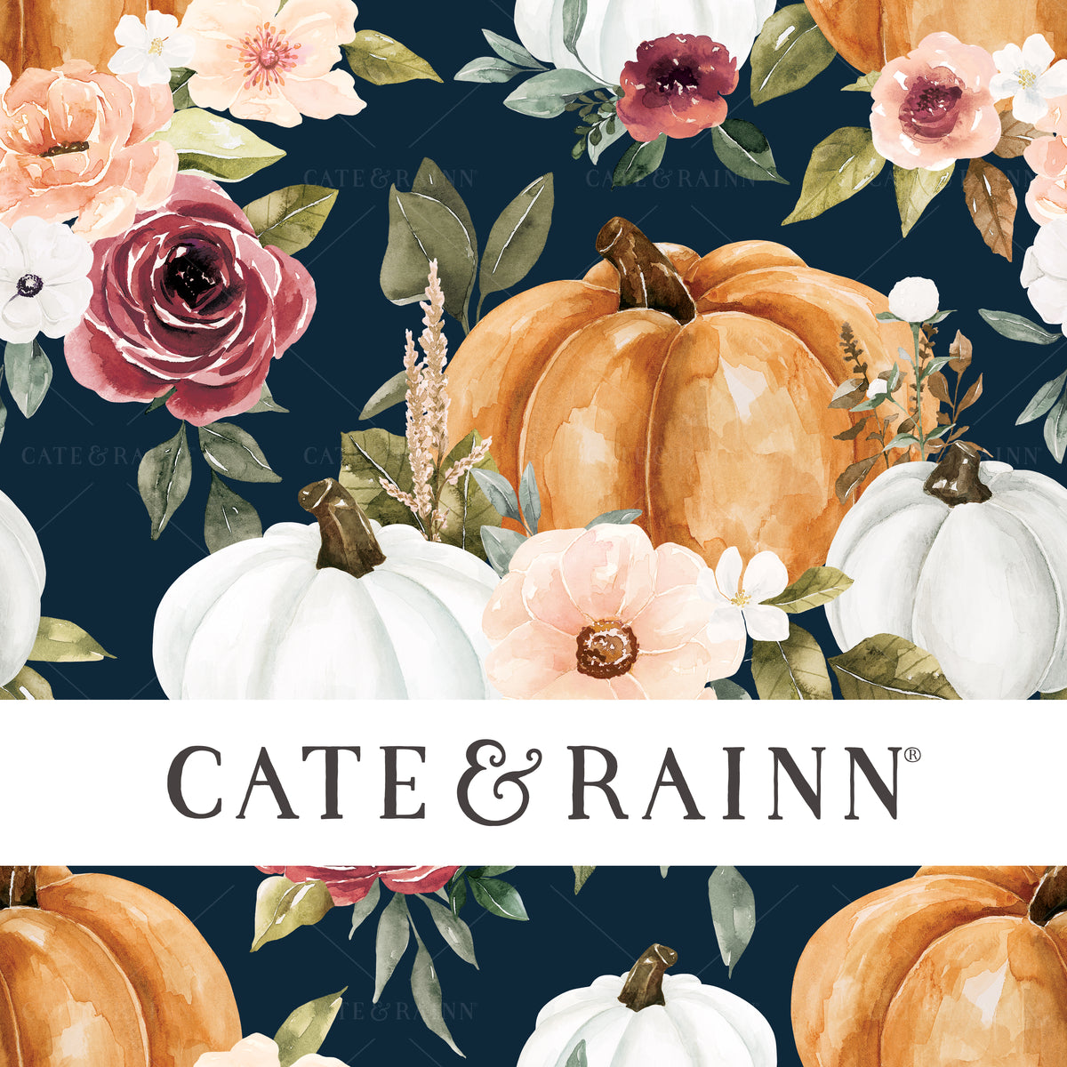 Fall Pumpkins Design, Watercolor Floral