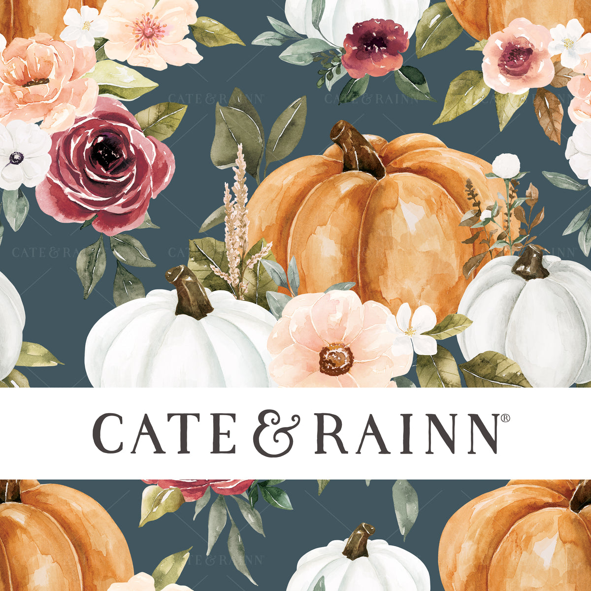 Fall Pumpkins Design, Watercolor Floral