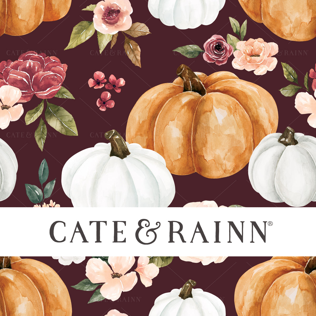 Fall Pumpkins with pink and red flowers