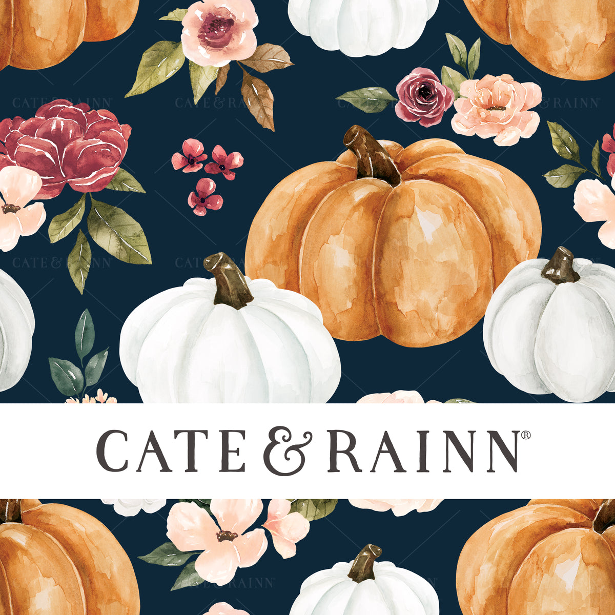 Fall Pumpkins with pink and red flowers