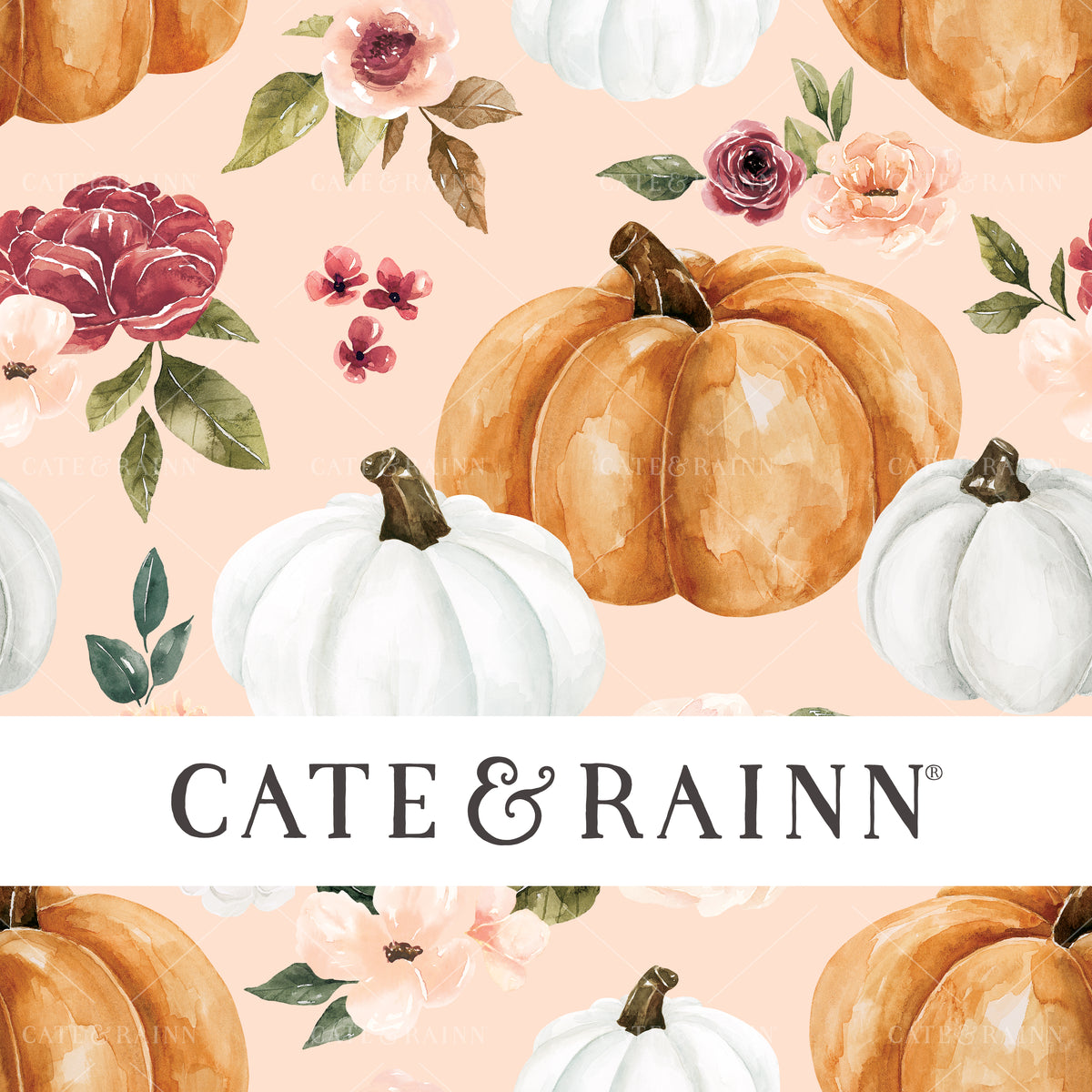 Fall Pumpkins with pink and red flowers