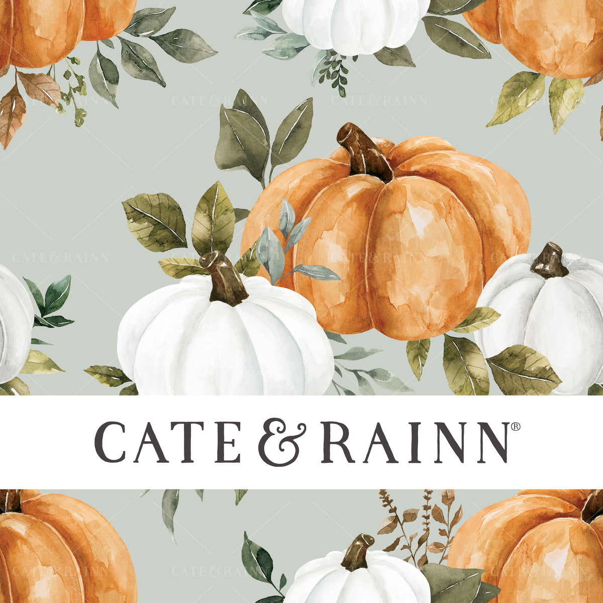 Watercolor Pumpkins and Greenery Seamless Pattern | Felicity Collection