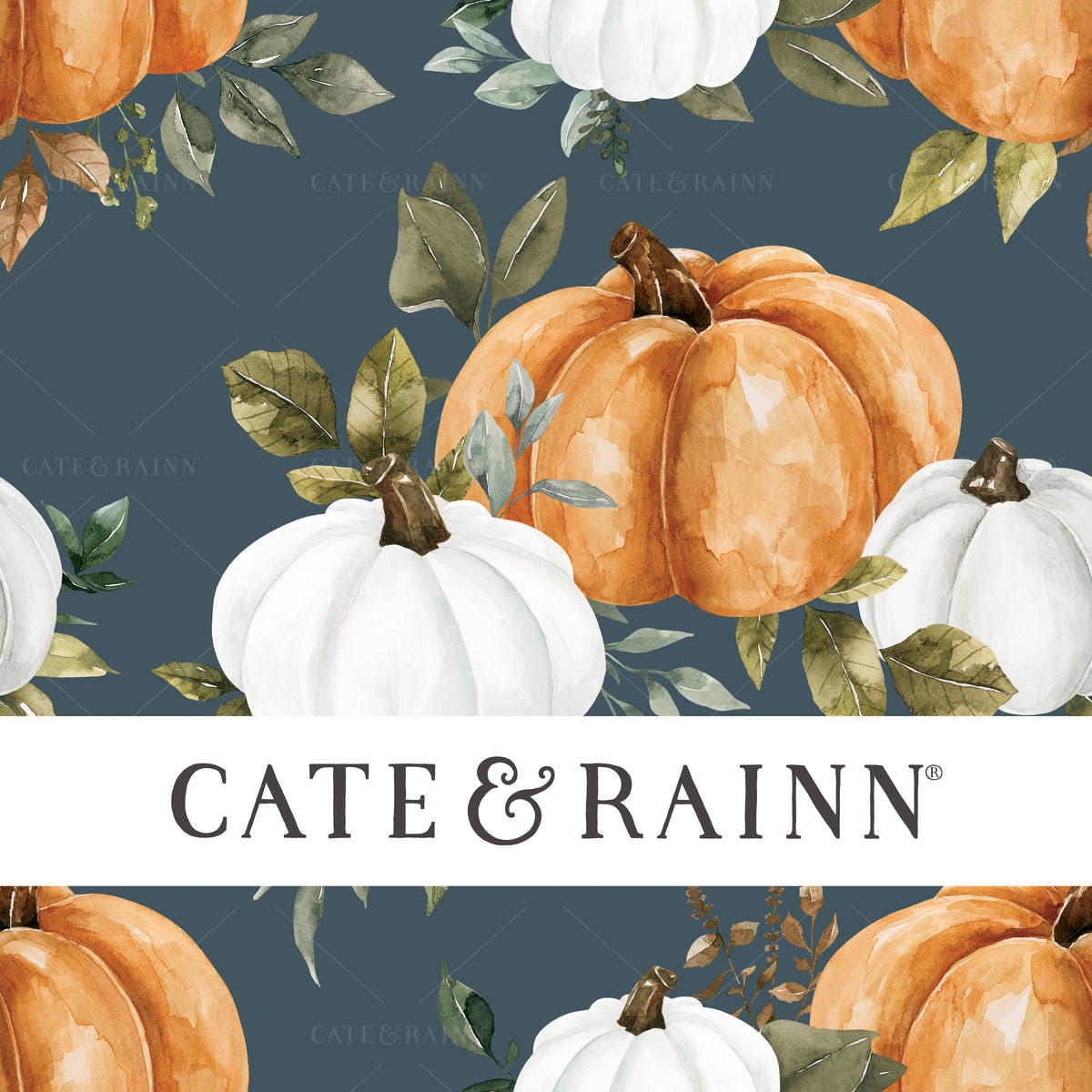 Watercolor Pumpkins and Greenery Seamless Pattern | Felicity Collection