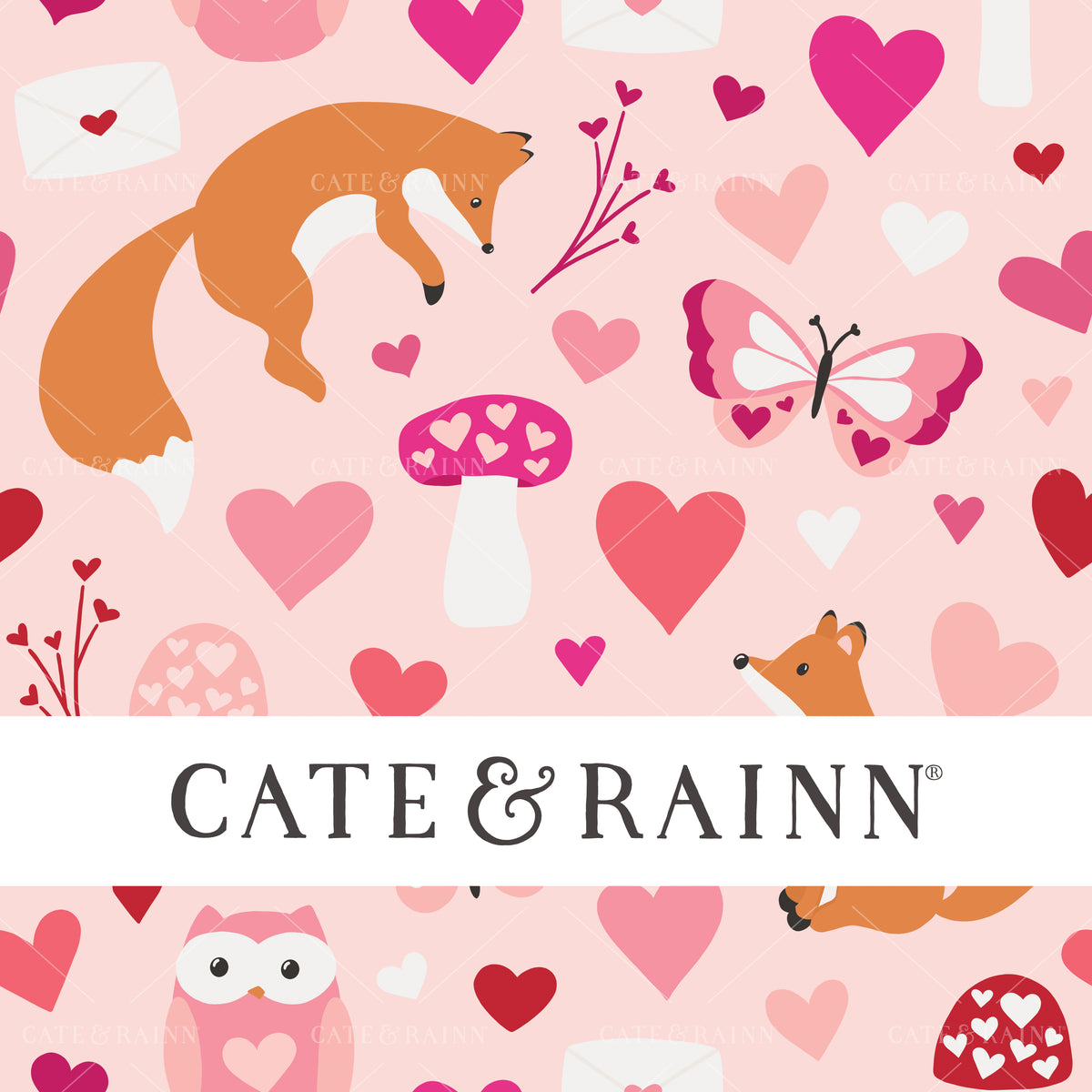 Pink Foxes and Owls Valentines Design
