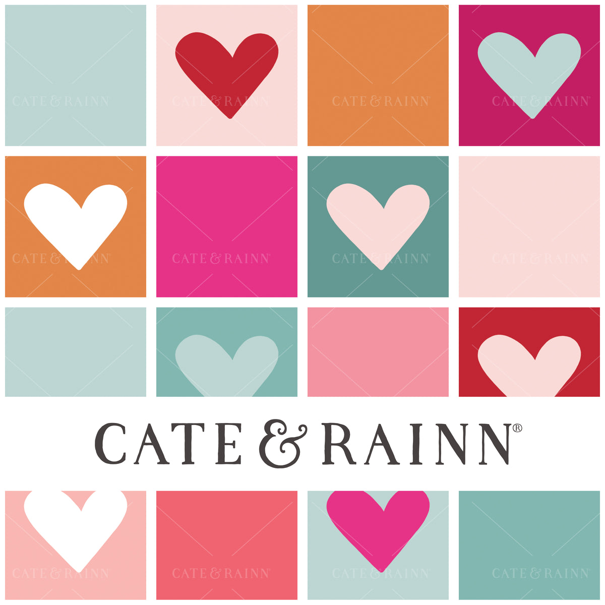 Colorful Hearts for Valentines Seamless Pattern Design by Cate and Rainn