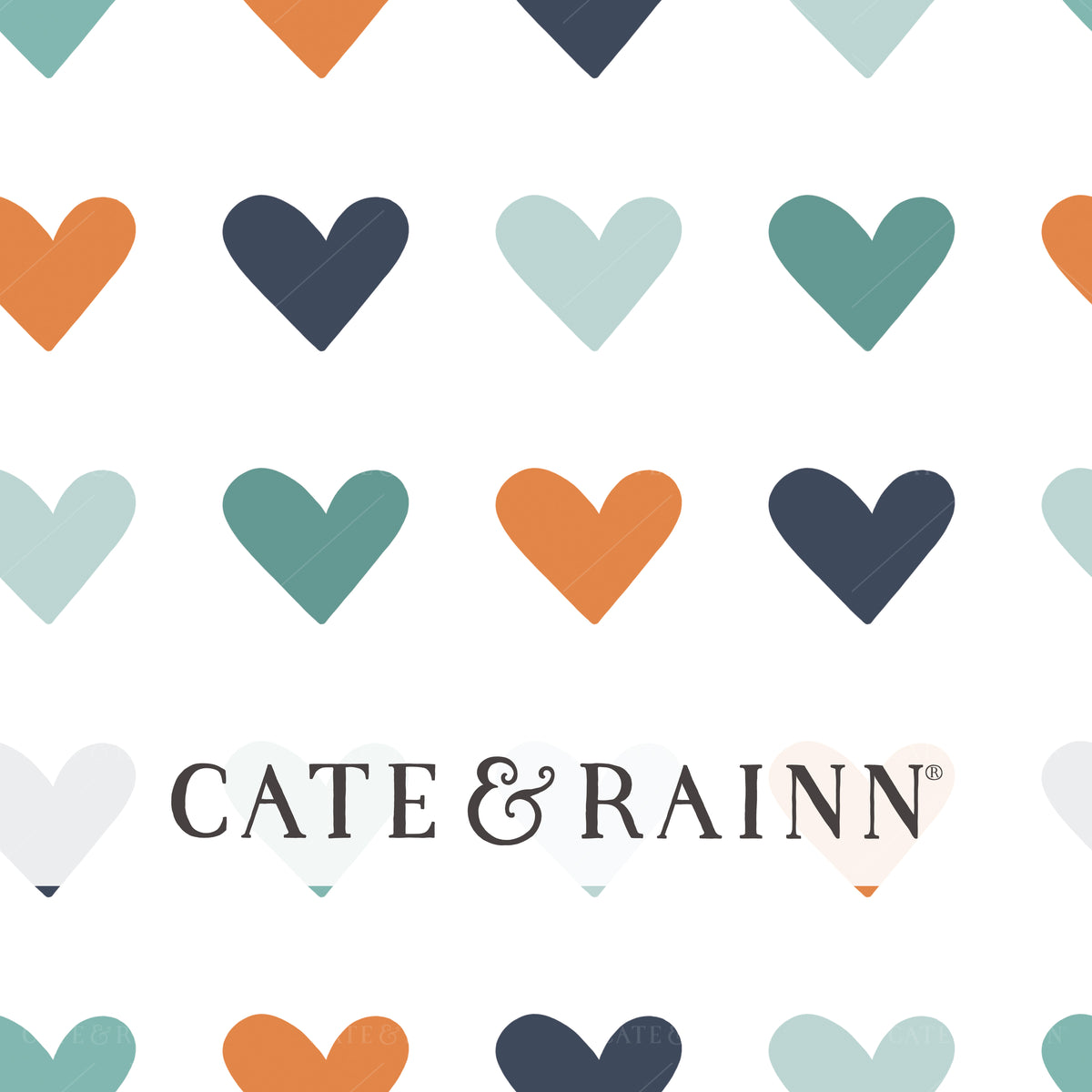 Orange and Blue Multicolor Hearts Seamless Design