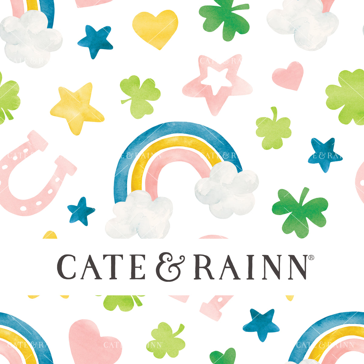 Lucky Day St Patricks Day Design with Colorful Rainbows and Shamrocks