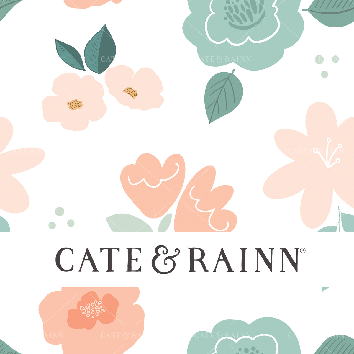 Blush Pink and Blue Floral Seamless Pattern | Mermaid Muse Collection