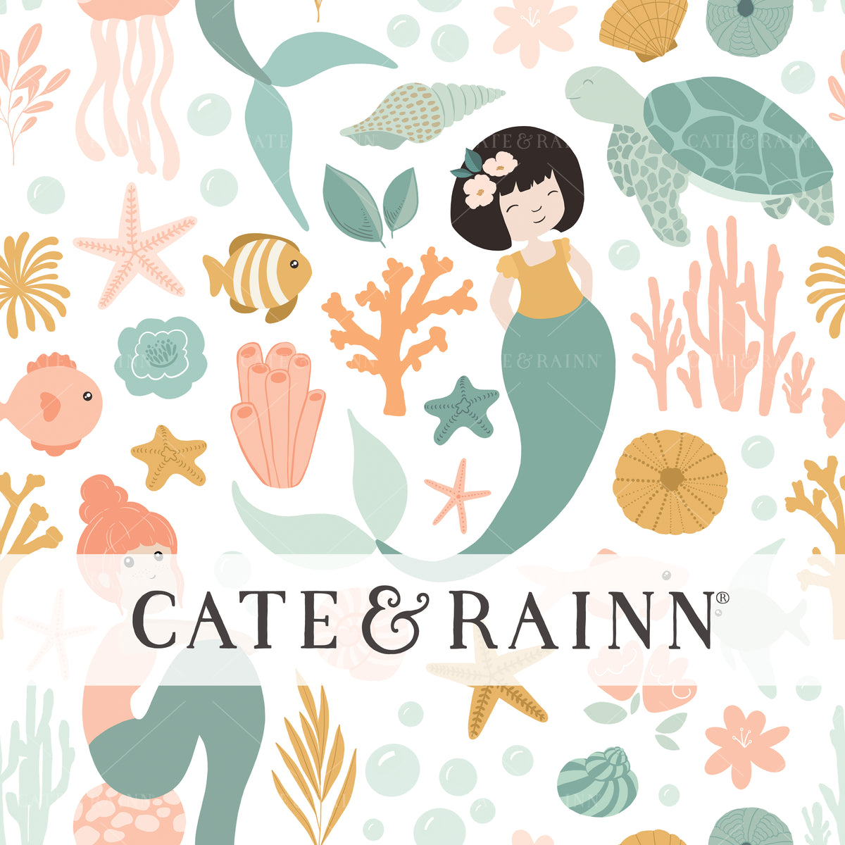 Mermaids and Sea Critters Seamless Pattern | Mermaid Muse Collection