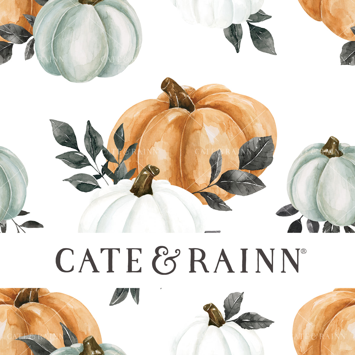 Watercolor Fall Pumpkins Seamless Design
