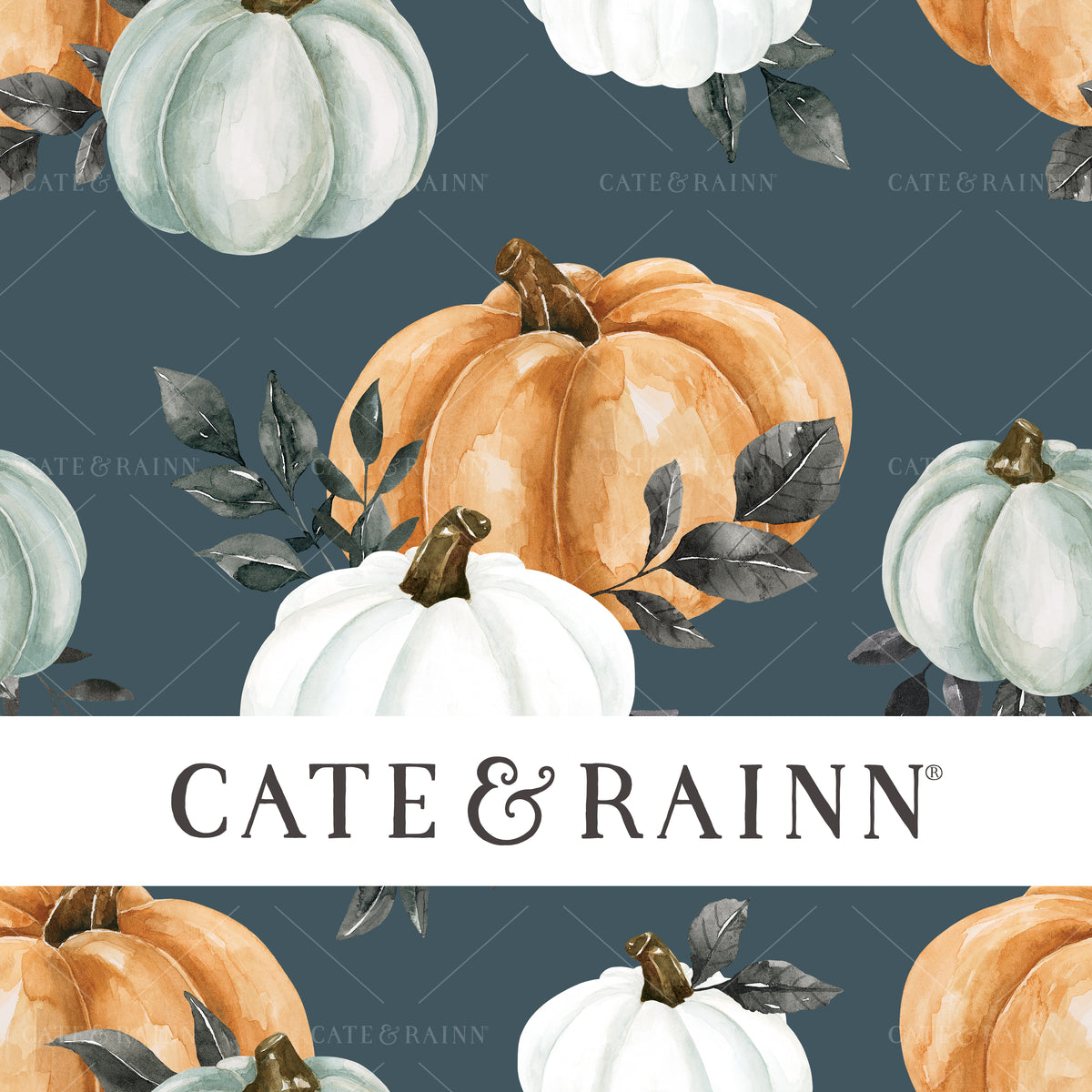 Watercolor Fall Pumpkins Seamless Design