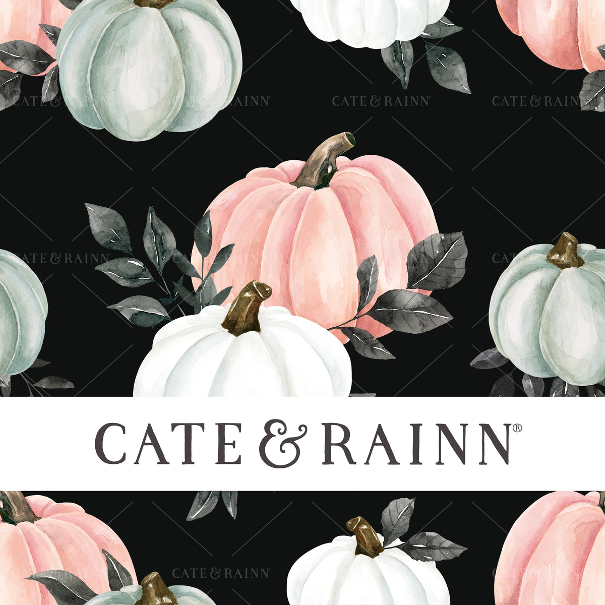 Pink Watercolor Pumpkins Seamless Pattern | October Moon Collection