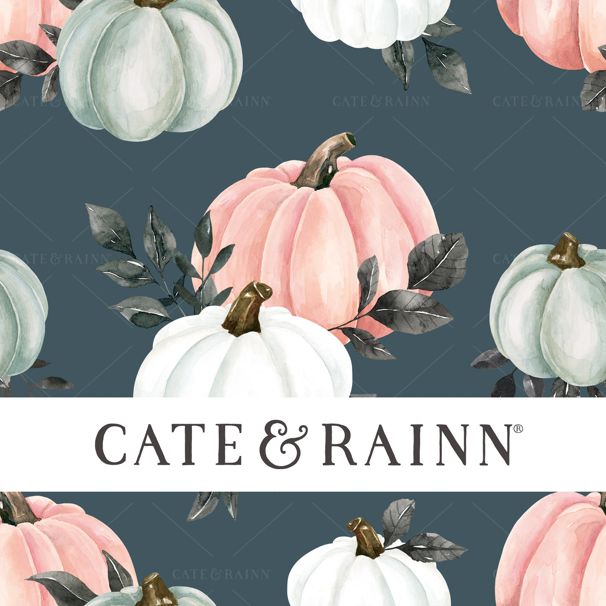 Pink Watercolor Pumpkins Seamless Pattern | October Moon Collection