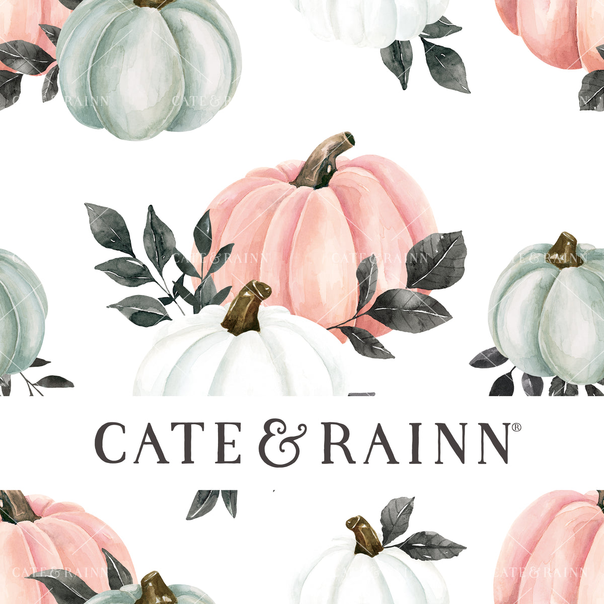 Pink Watercolor Pumpkins Seamless Pattern | October Moon Collection