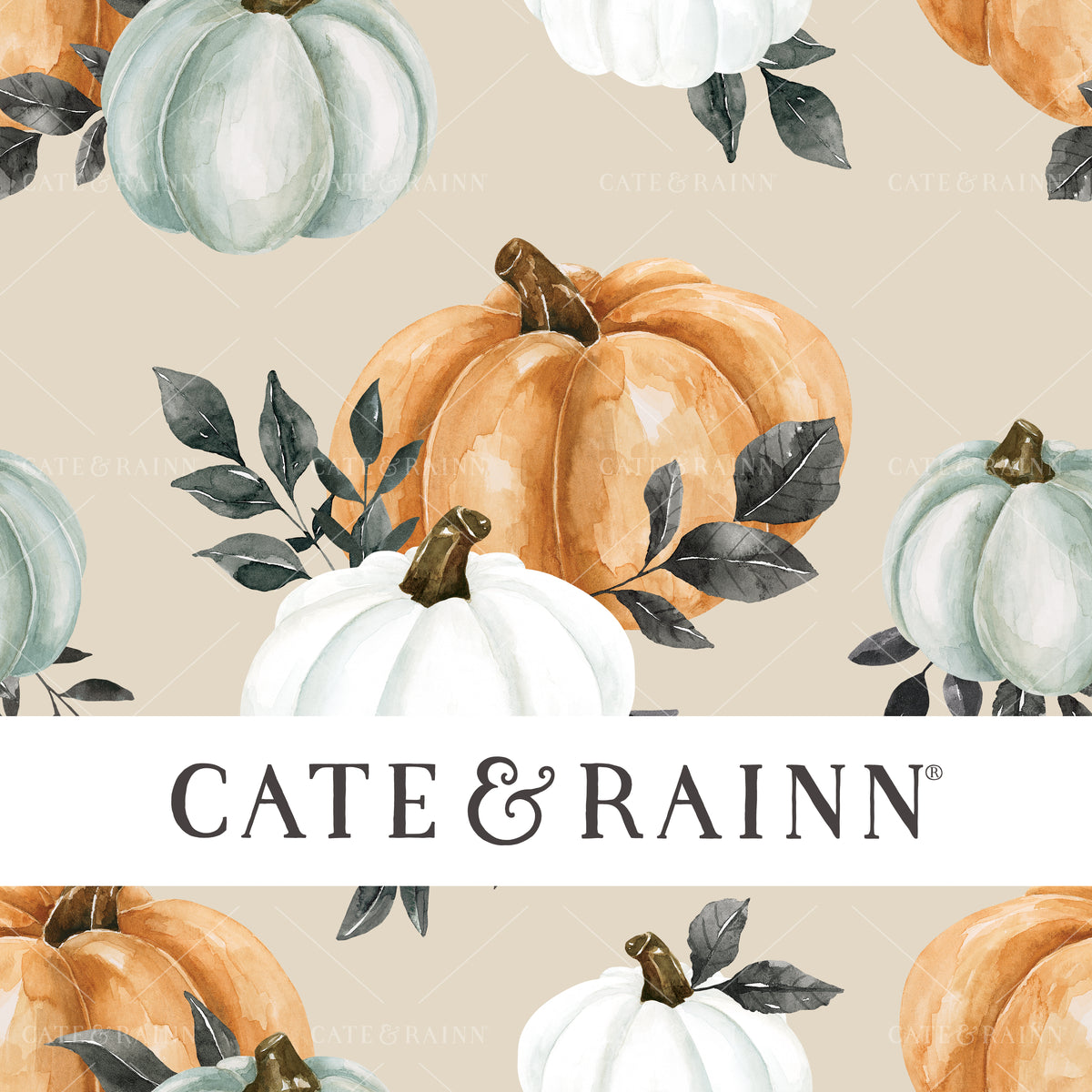 Watercolor Fall Pumpkins Seamless Design