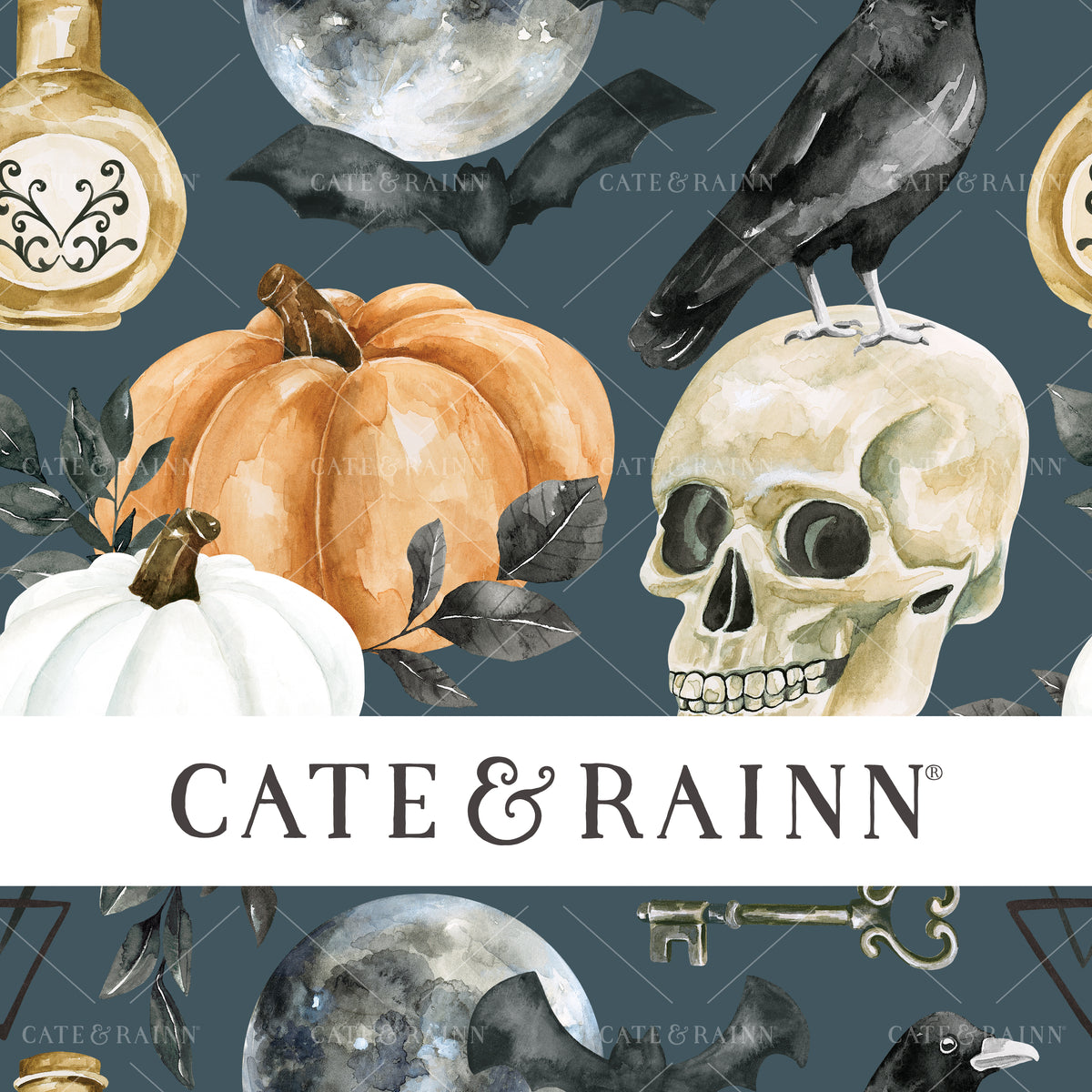 Gothic Pumpkins and Skull Design for Halloween