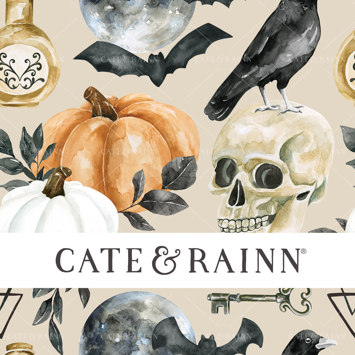 Gothic Pumpkins and Skull Design for Halloween
