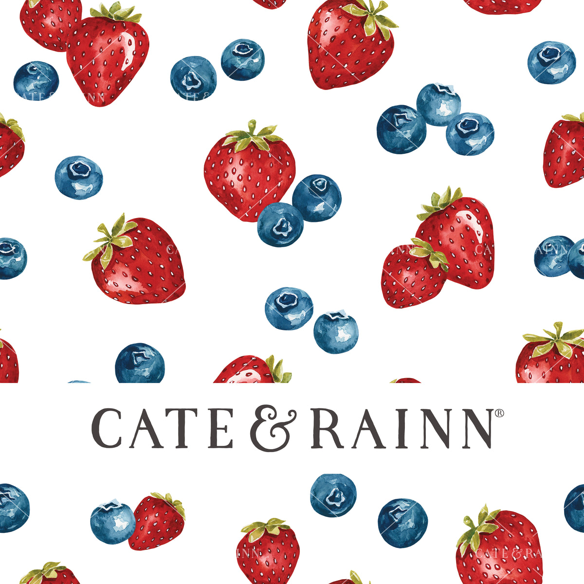 Summer Berries on White Seamless Pattern | Patriotic Collection
