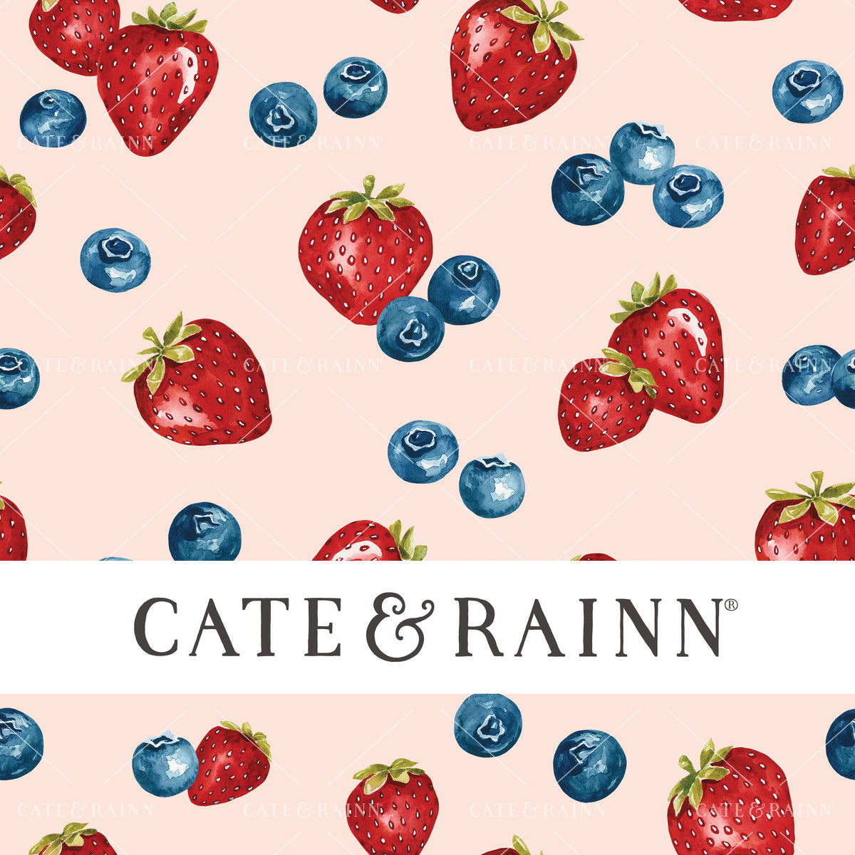 Summer Berries on Pink Seamless Pattern | Patriotic Collection