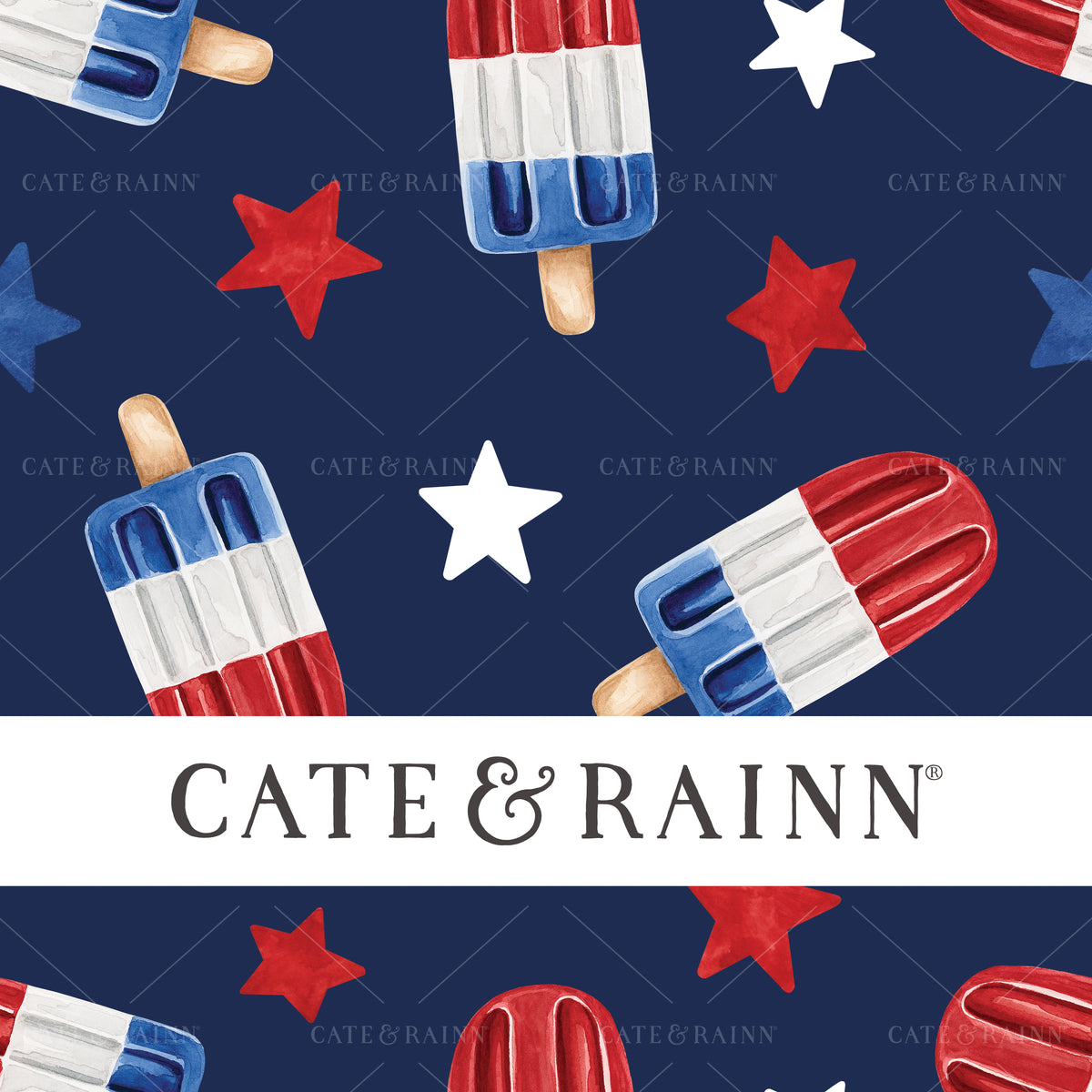 Summer Popsicles on Navy Blue Seamless Pattern | Patriotic Collection