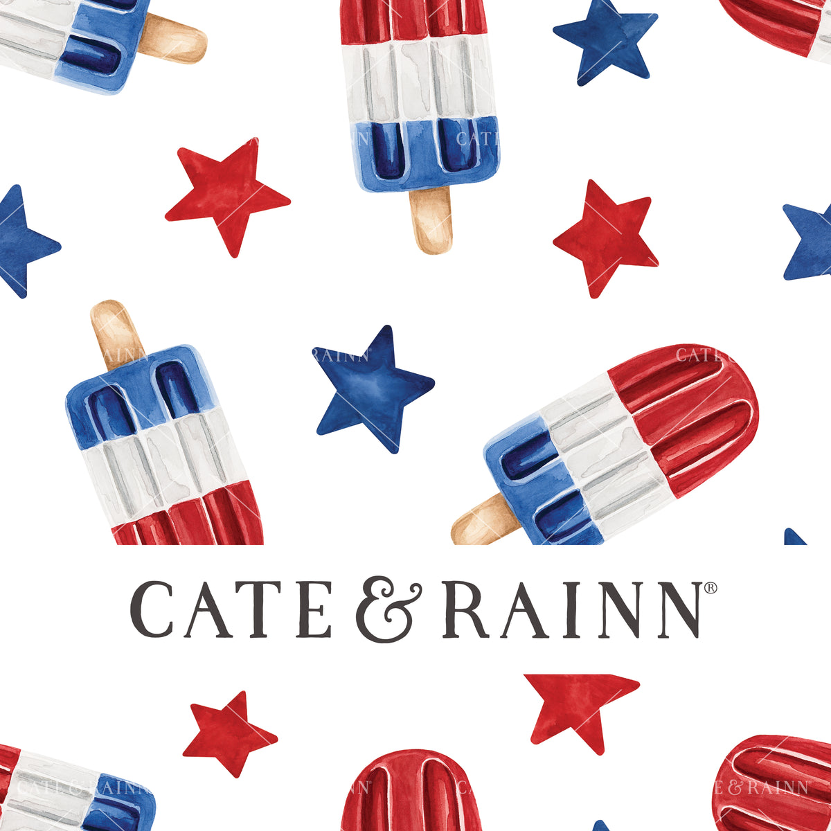 Summer Popsicles on White Seamless Pattern | Patriotic Collection