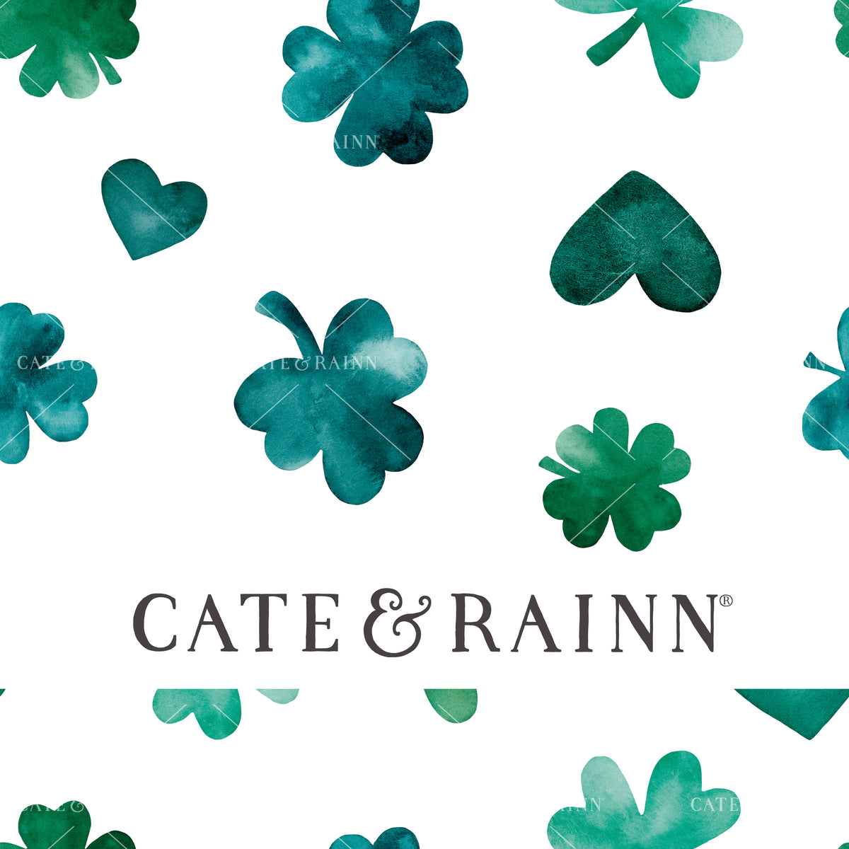 Watercolor Shamrocks and Hearts Seamless Pattern | St. Patrick&#39;s Day Collection