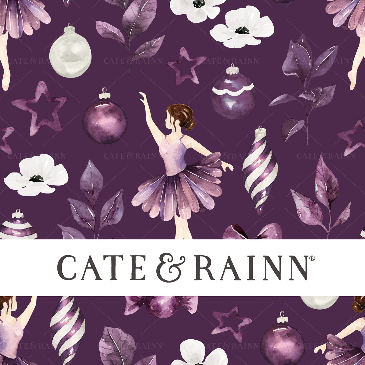 Sugar Plum Ballerina Christmas Seamless Design